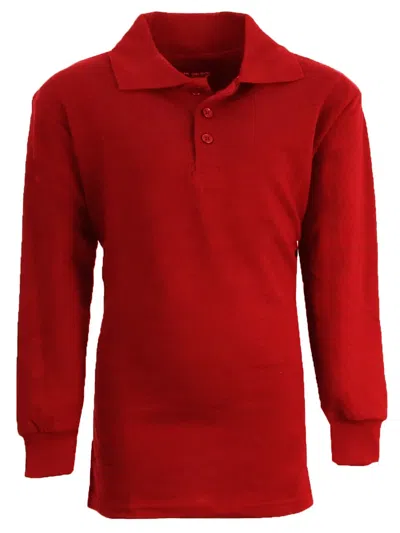 Galaxy By Harvic Kids' Galaxy Authentic Boy's Slim Fit Long Sleeve Polo Shirts In Red