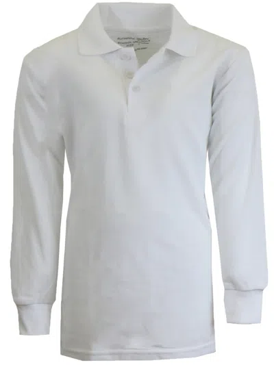 Galaxy By Harvic Kids' Galaxy Authentic Boy's Slim Fit Long Sleeve Polo Shirts In White