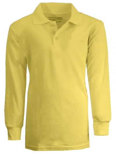 Galaxy By Harvic Kids' Galaxy Authentic Boy's Slim Fit Long Sleeve Polo Shirts In Yellow