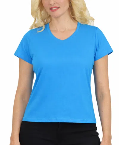 Galaxy By Harvic Galaxy Divatee Women's Relaxed Fit V-neck Short Sleeve T-shirt In Blue