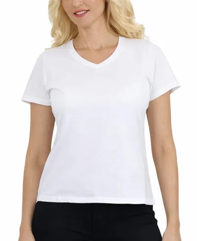 Galaxy By Harvic Galaxy Divatee Women's Relaxed Fit V-neck Short Sleeve T-shirt In White
