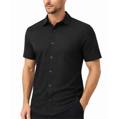 Galaxy By Harvic Galaxy James Tailor Men's Short Sleeve Knit Button Down Shirt In Black