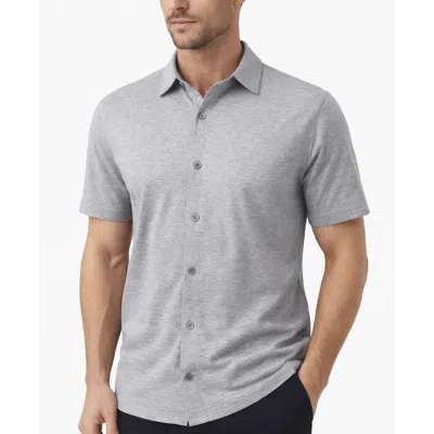 Galaxy By Harvic Galaxy James Tailor Men's Short Sleeve Knit Button Down Shirt In Gray