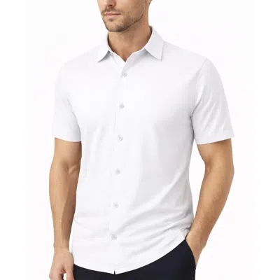 Galaxy By Harvic Galaxy James Tailor Men's Short Sleeve Knit Button Down Shirt In White