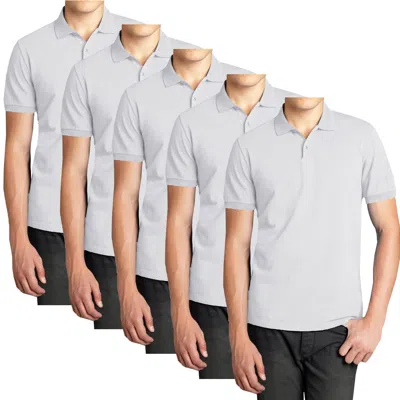 Galaxy By Harvic Galaxy Polo Avenue Men's Short Sleeve Pique Polo Shirt - 5 Pack In White