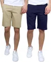 Galaxy By Harvic Galaxy Start Men's 2-pack Flex Stretch Chino Shorts In Blue