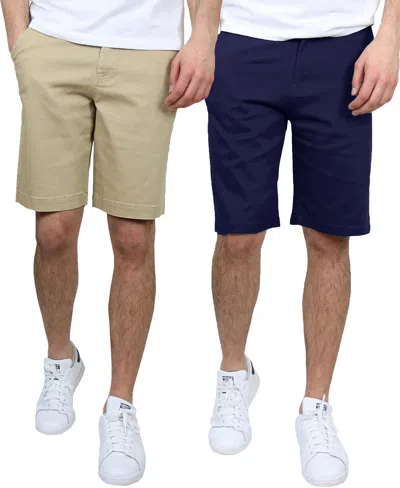 Galaxy By Harvic Galaxy Start Men's 2-pack Flex Stretch Chino Shorts In Blue