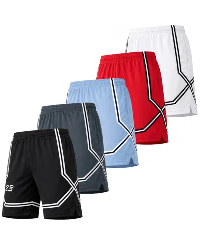 Galaxy By Harvic Jump Start Men's Moisture Wicking Performance Mesh Shorts With Pockets -5 Pack In Animal Print