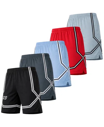 Galaxy By Harvic Jump Start Men's Moisture Wicking Performance Mesh Shorts With Pockets -5 Pack In Multi