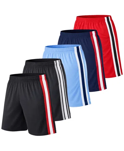 Galaxy By Harvic Jump Start Men's Moisture Wicking Performance Mesh Shorts With Pockets -5 Pack In Multi