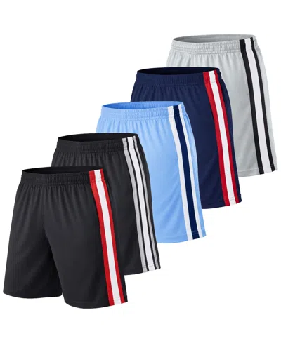 Galaxy By Harvic Jump Start Men's Moisture Wicking Performance Mesh Shorts With Pockets -5 Pack In Animal Print