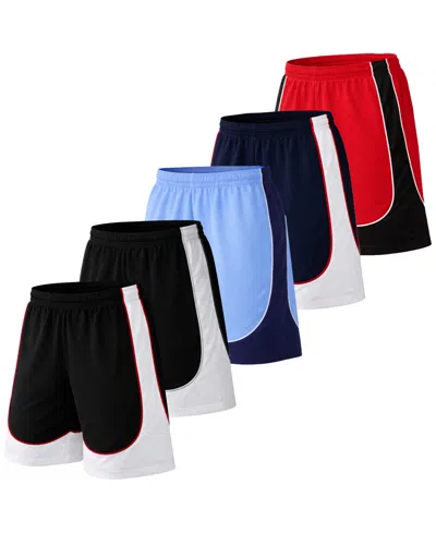 Galaxy By Harvic Jump Start Men's Moisture Wicking Performance Mesh Shorts With Pockets -5 Pack In Multi