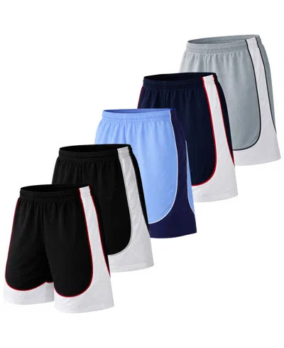 Galaxy By Harvic Jump Start Men's Moisture Wicking Performance Mesh Shorts With Pockets -5 Pack In Multi