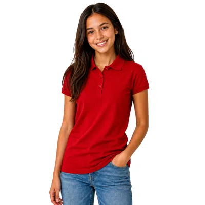 Galaxy By Harvic Kids' Junior's Short Sleeve School Uniform Pique Polo Shirt In Red