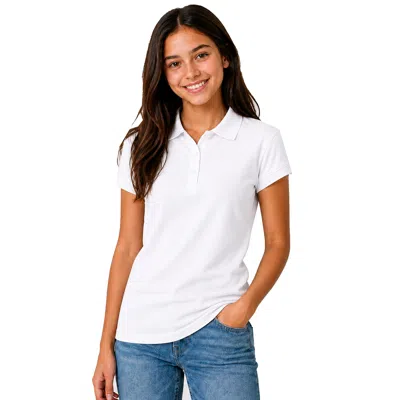 Galaxy By Harvic Kids' Junior's Short Sleeve School Uniform Pique Polo Shirt In White