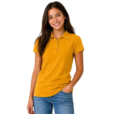 Galaxy By Harvic Kids' Junior's Short Sleeve School Uniform Pique Polo Shirt In Yellow
