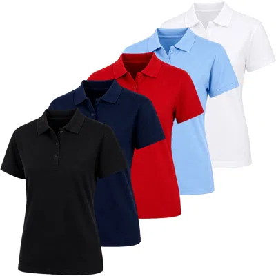 Galaxy By Harvic Kids' Junior's Short Sleeve School Uniform Pique Polo Shirt-5 Pack In Multi