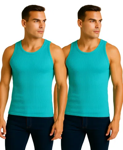 Galaxy By Harvic Men's 2-pack Heavyweight Ribbed Tank Top In Green