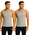 Galaxy By Harvic Men's Famous Heavyweight Ribbed Tank Top, Pack Of 2 In Gray
