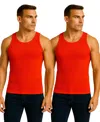 Galaxy By Harvic Men's 2-pack Heavyweight Ribbed Tank Top In Red