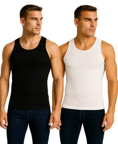 Galaxy By Harvic Men's 2-pack Heavyweight Ribbed Tank Top In Black