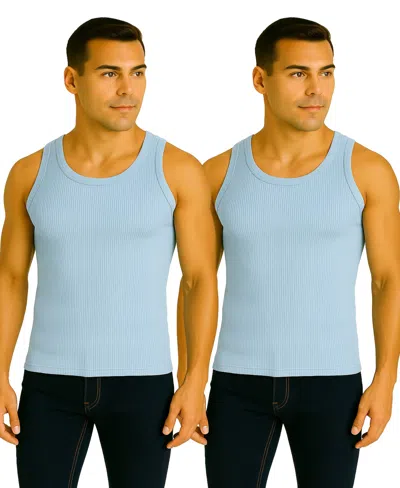 Galaxy By Harvic Men's 2-pack Heavyweight Ribbed Tank Top In Blue