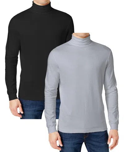 Galaxy By Harvic Men's 2-pack Long Sleeve Turtle Neck T-shirt In Gray