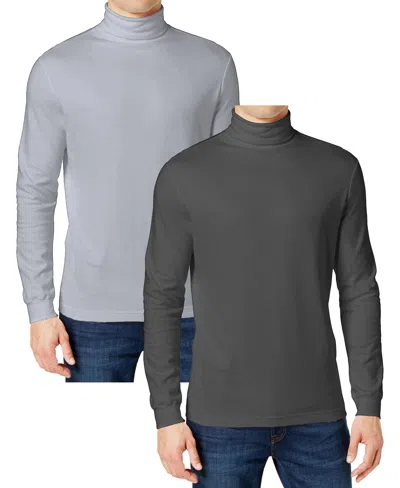 Galaxy By Harvic Men's 2-pack Long Sleeve Turtle Neck T-shirt In Gray