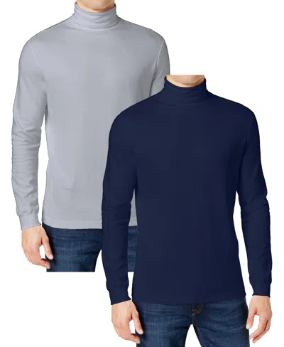Galaxy By Harvic Men's 2-pack Long Sleeve Turtle Neck T-shirt In Blue