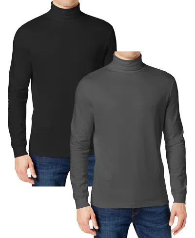 Galaxy By Harvic Men's 2-pack Long Sleeve Turtle Neck T-shirt In Gray