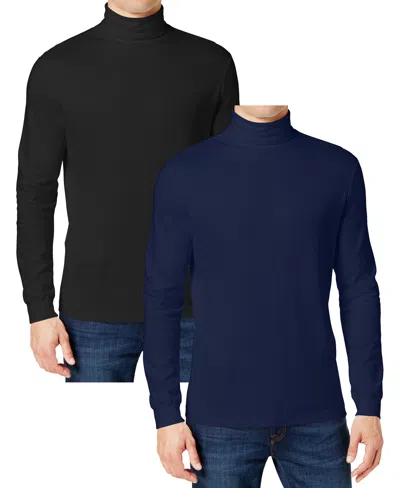 Galaxy By Harvic Men's 2-pack Long Sleeve Turtle Neck T-shirt In Blue