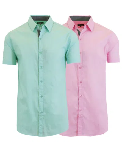 Galaxy By Harvic Men's 2-pack Slim Fit Button-down Dress Shirt In Green