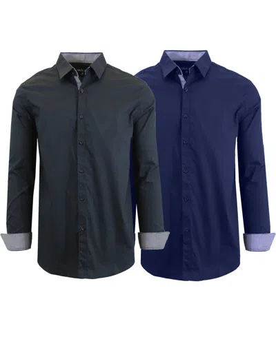 Galaxy By Harvic Men's 2-pack Slim Fit Solid Dress Shirt In Black