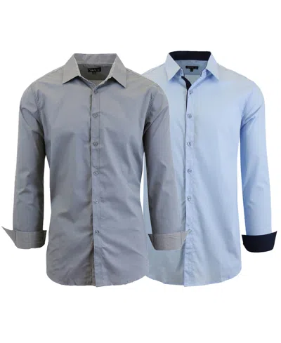 Galaxy By Harvic Men's 2-pack Slim Fit Solid Dress Shirt In Blue