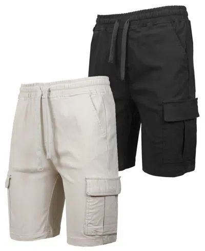Galaxy By Harvic Men's 2-pack Super Flex Stretch Cargo Jogger Shorts In Black