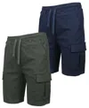 Galaxy By Harvic Men's 2-pack Super Flex Stretch Cargo Jogger Shorts In Blue