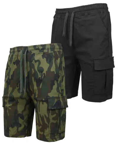 Galaxy By Harvic Men's 2-pack Super Flex Stretch Cargo Jogger Shorts