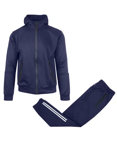 Galaxy By Harvic Men's 2-piece Full-zip Hoodie And Jogger Sweatpants Set In Blue