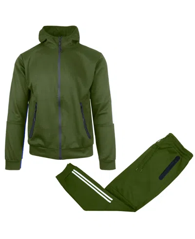 Galaxy By Harvic Men's 2-piece Full-zip Hoodie And Jogger Sweatpants Set In Green