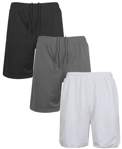 Galaxy By Harvic Men's 3-pack Jump Start Lightweight Breathable Moisture Wicking Mesh Shorts In Multi