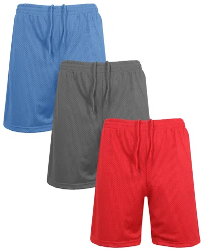 Galaxy By Harvic Men's 3-pack Jump Start Lightweight Breathable Moisture Wicking Mesh Shorts In Multi