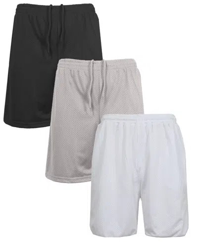 GALAXY BY HARVIC MEN'S 3-PACK JUMP START LIGHTWEIGHT BREATHABLE MOISTURE WICKING MESH SHORTS