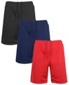 Galaxy By Harvic Men's 3-pack Jump Start Lightweight Breathable Moisture Wicking Mesh Shorts In Multi