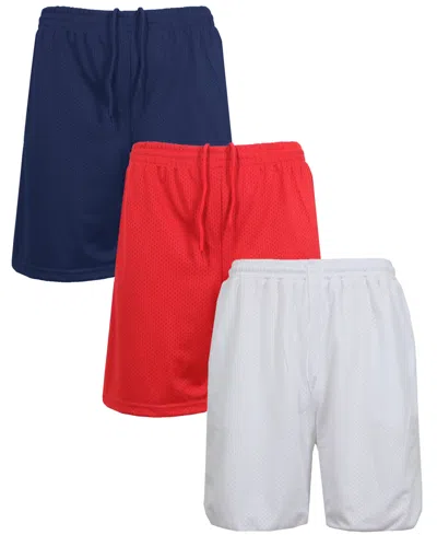 GALAXY BY HARVIC MEN'S 3-PACK JUMP START LIGHTWEIGHT BREATHABLE MOISTURE WICKING MESH SHORTS