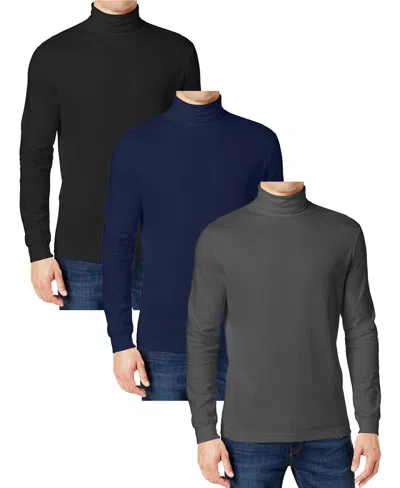 Galaxy By Harvic Men's 3-pack Long Sleeve Turtle Neck T-shirt In Multi