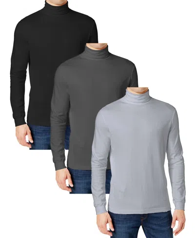 Galaxy By Harvic Men's 3-pack Long Sleeve Turtle Neck T-shirt In Multi