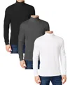 Galaxy By Harvic Men's 3-pack Long Sleeve Turtle Neck T-shirt In Multi