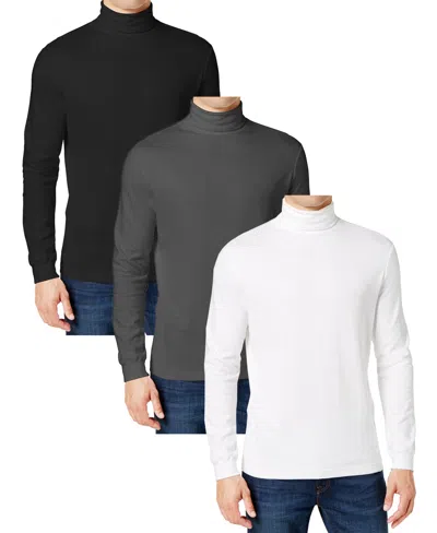 Galaxy By Harvic Men's 3-pack Long Sleeve Turtle Neck T-shirt In Multi