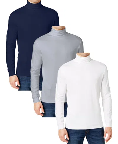 Galaxy By Harvic Men's 3-pack Long Sleeve Turtle Neck T-shirt In Multi