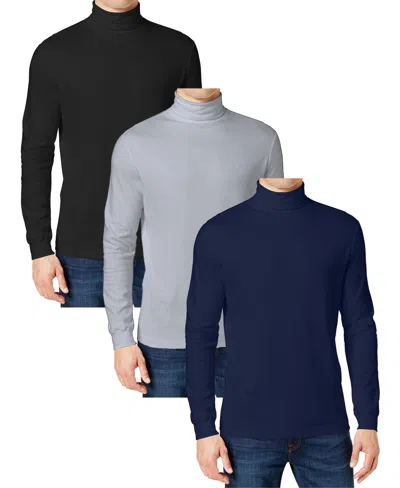 Galaxy By Harvic Men's 3-pack Long Sleeve Turtle Neck T-shirt In Multi
